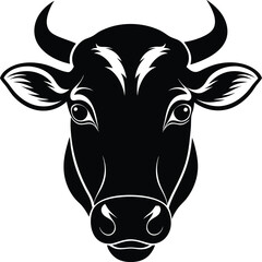 Cow head vector silhouette, Vector of cow head design, Cow silhouette design
