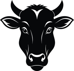 Cow head vector silhouette, Vector of cow head design, Cow silhouette design
