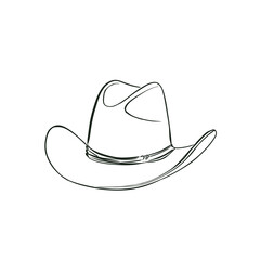 Cowboy hat line art isolated on white background