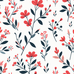 Vector cute seamless pattern of black flowers on white background vector illustration