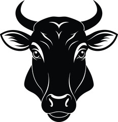 Cow head vector silhouette, Vector of cow head design, Cow silhouette design
