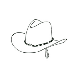 Cowboy hat line art isolated on white background