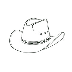 Cowboy hat line art isolated on white background