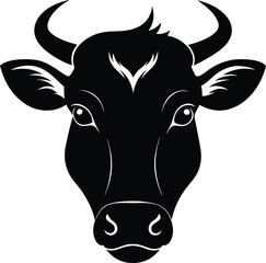 Cow head vector silhouette, Vector of cow head design, Cow silhouette design
