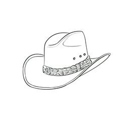 Cowboy hat line art isolated on white background