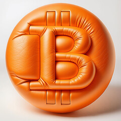 Orange Leather Puffy Bitcoin Pillow