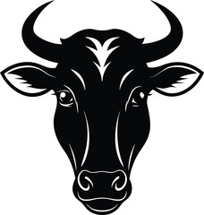 Cow head vector silhouette, Vector of cow head design, Cow silhouette design
