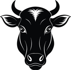 Cow head vector silhouette, Vector of cow head design, Cow silhouette design
