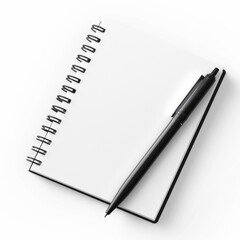 Notebook and pen isolated on white background. 3D rendering.