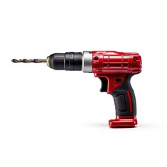Red electric screwdriver isolated on white background. 3d illustration.