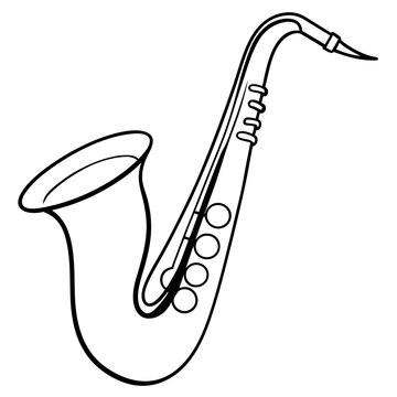recommend clip art: saxophone outline coloring book page line art illustration digital drawing