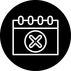  Cancel Event Vector Line White Circle Black