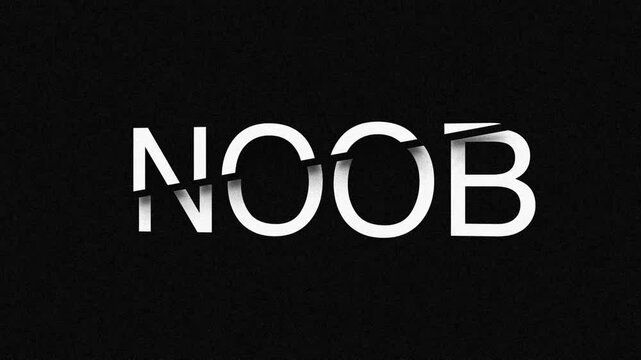 Typography text animation with the inscription of NOOB. 