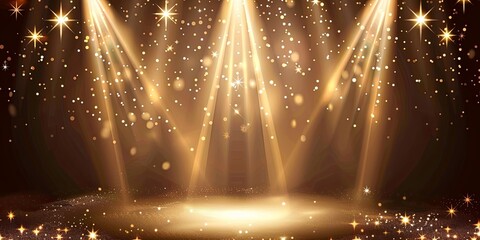 Golden spotlight with sparkling effect.