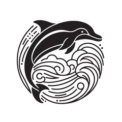 a single line sillahoutte dolphin