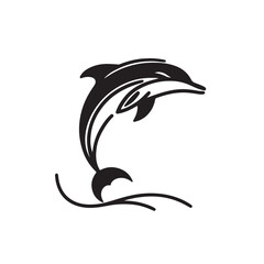 a single line sillahoutte dolphin