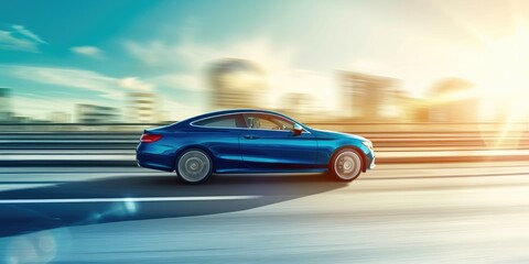 Luxury Business Car Driving Fast: Urban Speed and Efficiency