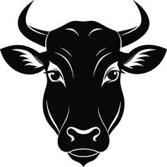 Cow head silhouette vector,  isolated black silhouette of a cow head collection