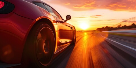 Powerful Car in Motion at Dusk