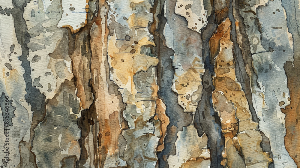 Poster a tree trunk with a brown and gray color scheme
