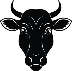 Cow head silhouette vector,  isolated black silhouette of a cow head collection
