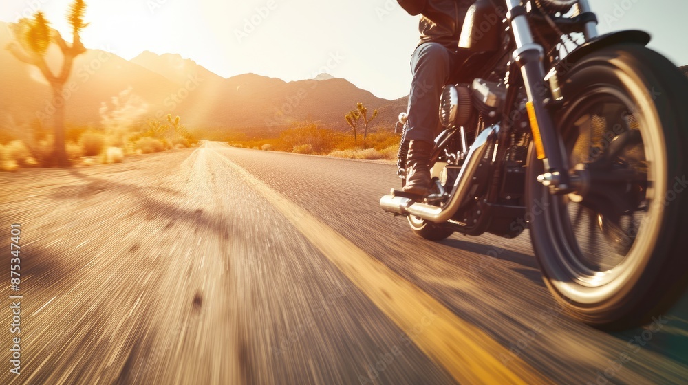 Wall mural Desert Expedition with Classic Motorbike