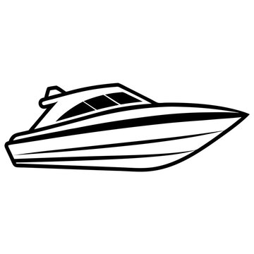 recommend clip art: speedboat outline coloring book page line art illustration digital drawing