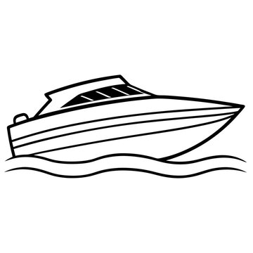 recommend clip art: speedboat outline coloring book page line art illustration digital drawing