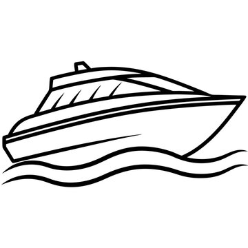 recommend clip art: speedboat outline coloring book page line art illustration digital drawing