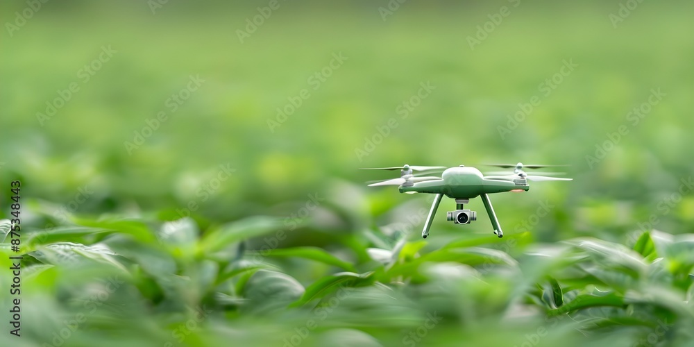 Aufkleber demonstrating the application of drones in precision agriculture for crop monitoring and spraying. c