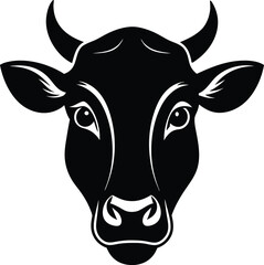 Cow head silhouette vector,  isolated black silhouette of a cow head collection
