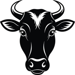 Cow head silhouette vector,  isolated black silhouette of a cow head collection