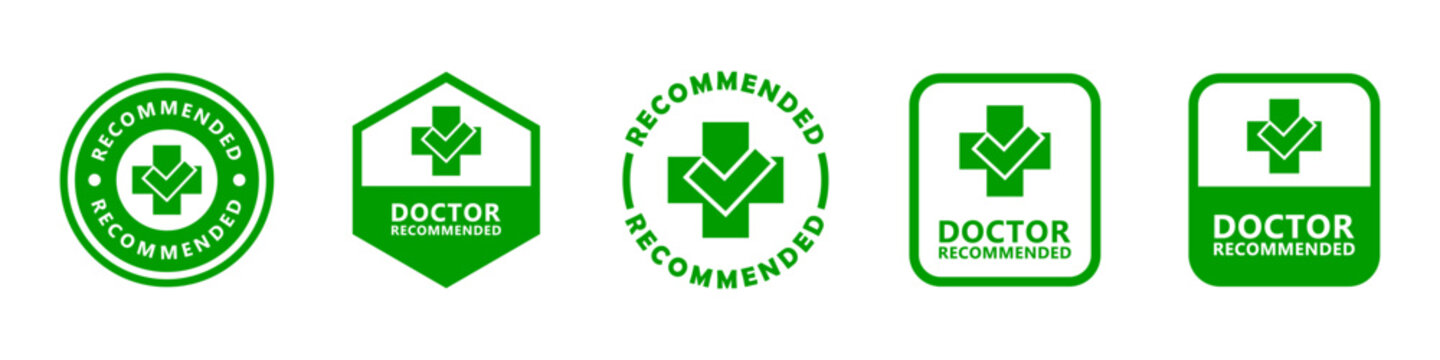 Doctor recommended - vector sign for product packaging label design.