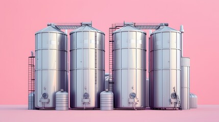 Fototapeta premium 3D rendering of factory and machinery models