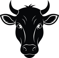 Cow head silhouette vector,  isolated black silhouette of a cow head collection