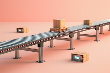 3D rendering of factory and machinery models