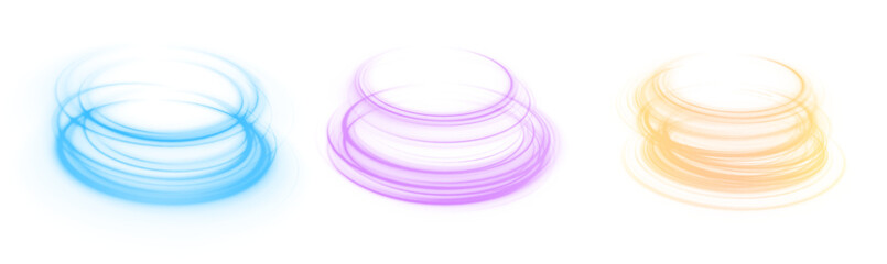 Abstract neon rays of light on a transparent background in PNG format Neon ellipse in the form of speed. Glowing spiral. Background PNG. 