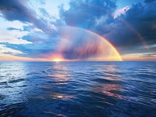 Rainbow Over Water Sunset