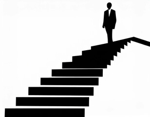 schwarze Silhouette Kontrast Treppe icon isoliert auf weißen Hintergrund, Freisteller