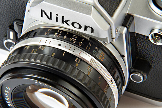 Moscow , RUSSIA - March 17, 2014: Old japan retro Nikon FM SLR camera