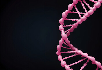 a pink dna strand is shown against a black background