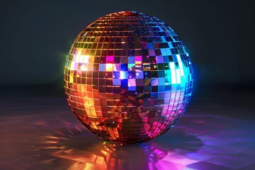 Obraz premium Disco Ball with Rainbow Lights.
