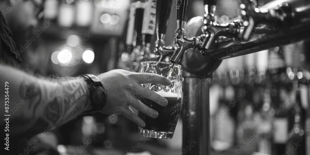 Poster person with beer in bar