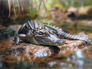 Crocodile. Photography of wild animal in natural habitat.