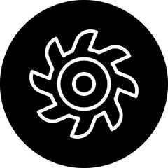 Circular Saw Vector Line White Circle Black