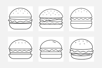 set of burger vector line art 