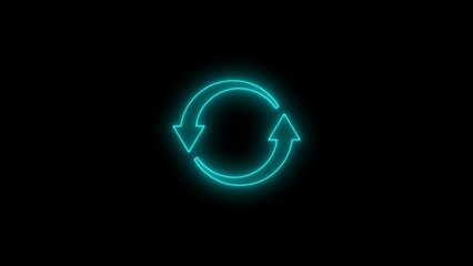 Neon circle loading icon. Glowing Colorful Loaders symble. Neon upload download round icon.