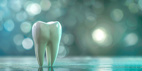 Shiny White Tooth on a Teal Background