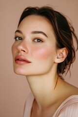 Fototapeta premium A woman with pink lips and makeup.