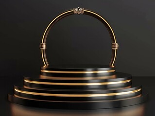 Golden Podium Award on Black Background for Product Showcase Generative AI